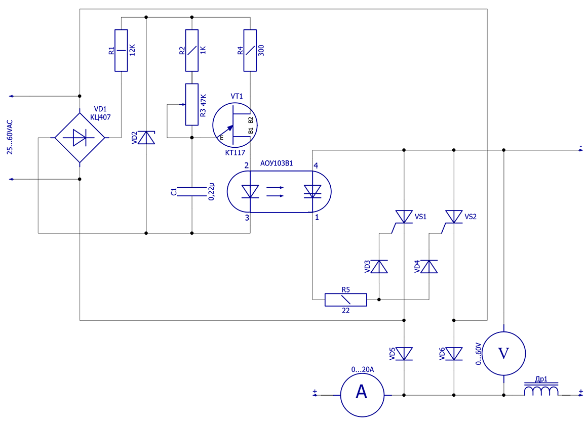 5. Электронный регулятор тока для сварочного трансформатора.
