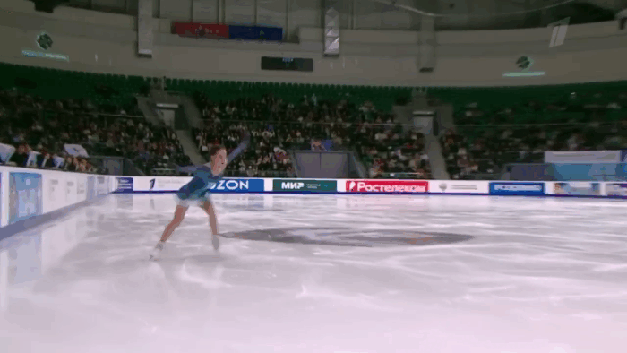 Моухок + "вальсовый прыжок" + арабеск + выкрюк + тройка + 3F