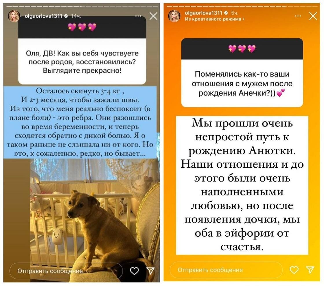    Stories Ольги Орловой. Скрин:instagram.com/olgaorlova1311