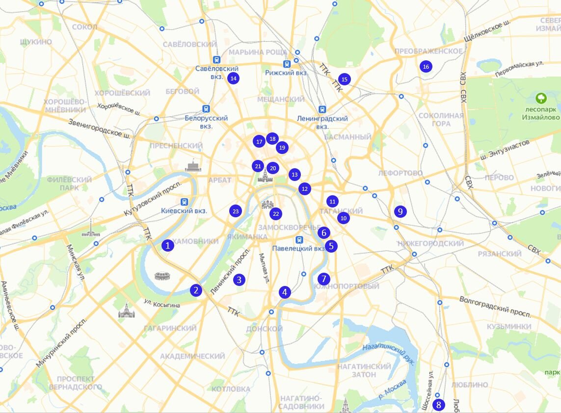 Карта москвы с монастырями