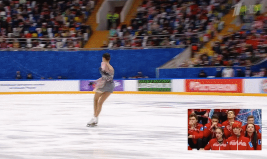 Анна Щербакова выполняет 4Л в ПП на Кубке 1 канала (источник - 1tv.ru/live)