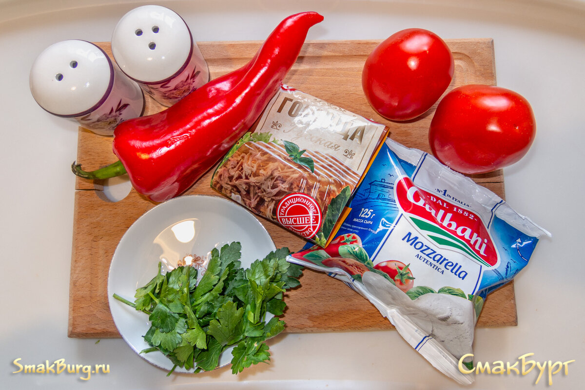 Ингредиенты для приготовления легкого салата из моцареллы
