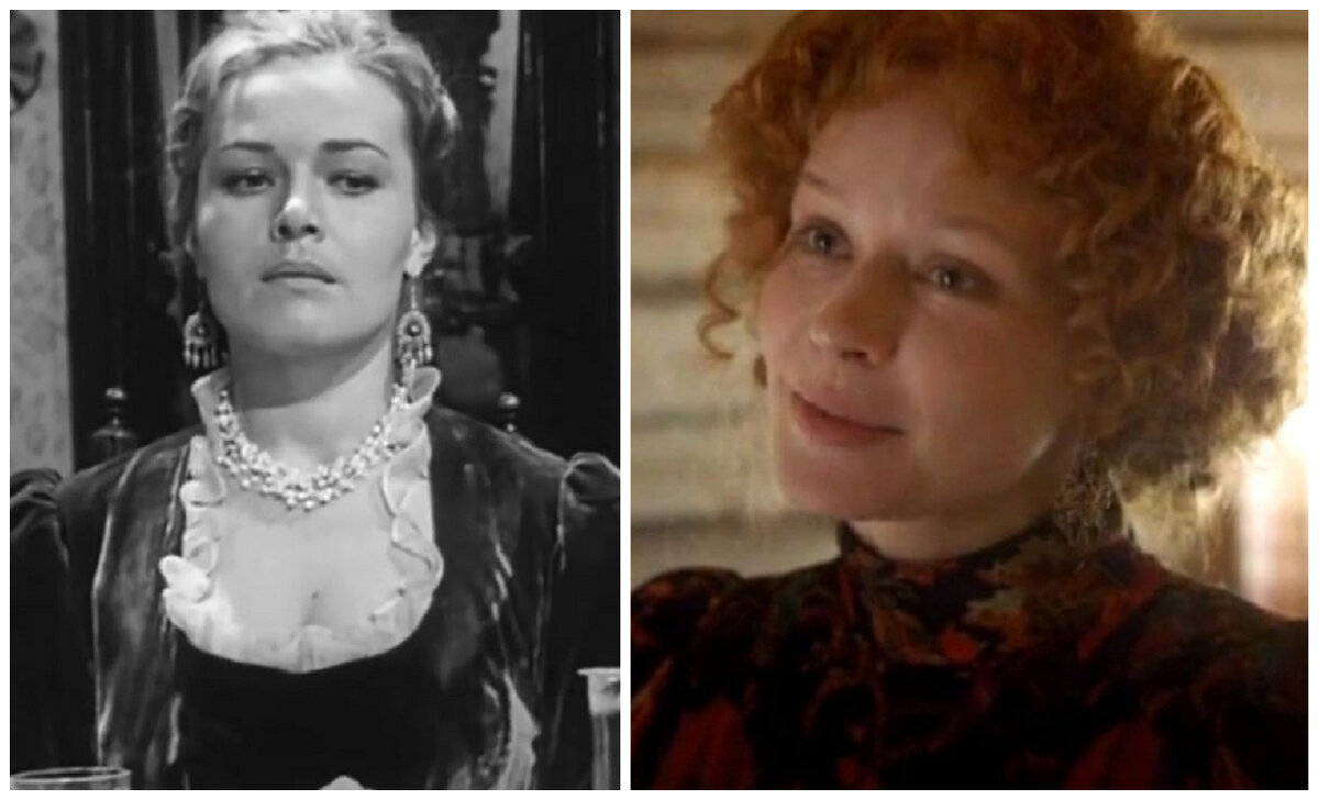 Людмила Чурсина и Юлия Пересильд в роли Анфисы. Коллаж (скриншоты фильмов 1968 г. и 2021 г.)