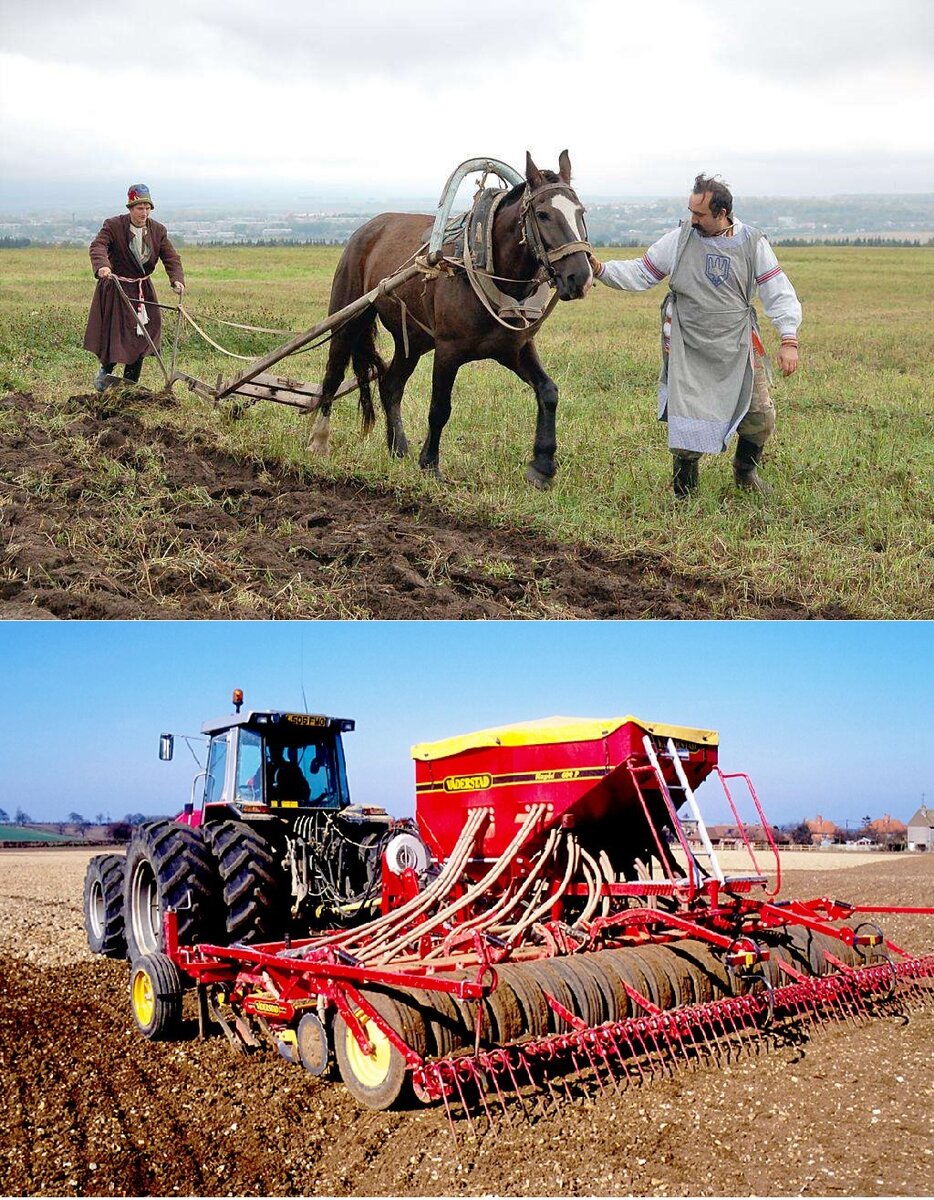 Как пахали землю раньше, и как пашут сейчас