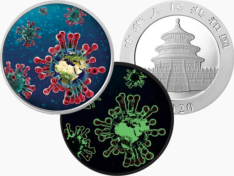 Светящаяся в темноте монета "COVID-19".