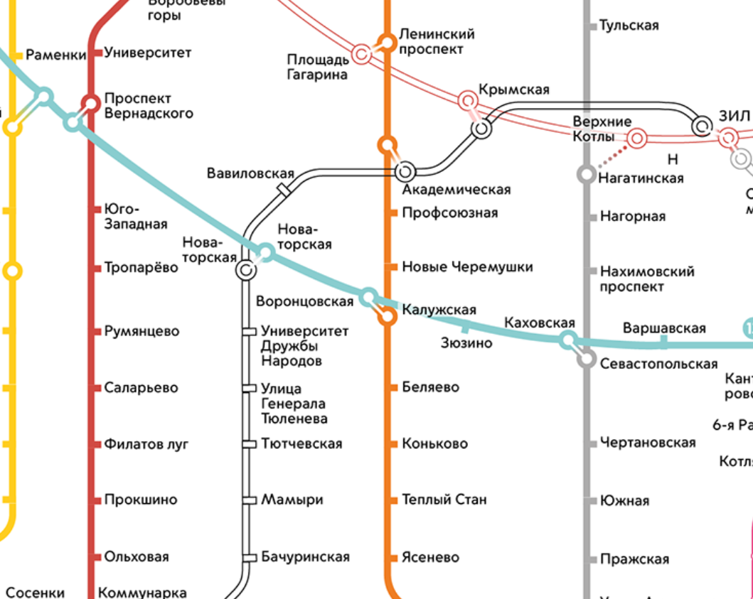 Калужская линия. Пересадка из метро Калужская на метро Воронцовская.