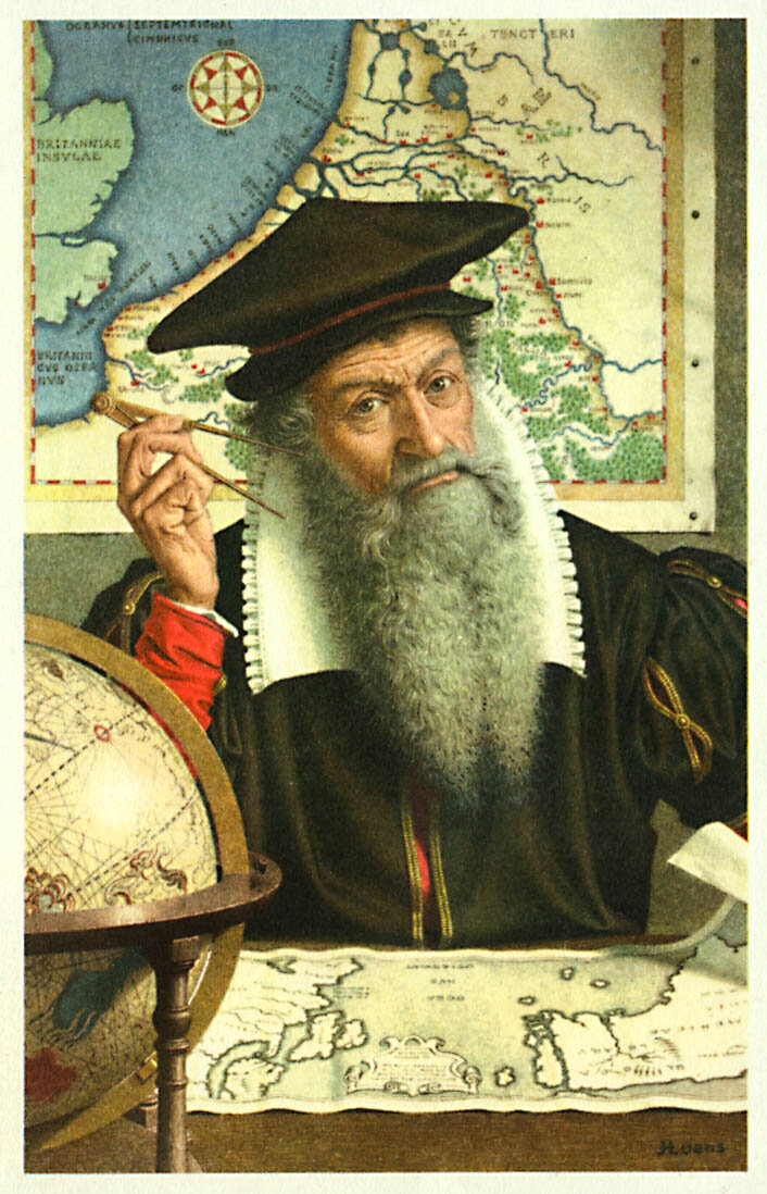 Герард Меркатор (1512-1594) Фото:  https://4.bp.blogspot.com/-4U2B1oF4hZ0/URbnAC5k_lI/AAAAAAAAA9E/DAyiRiVqgYw/s1600/220+Mercator+en+de+planisfeer.jpg