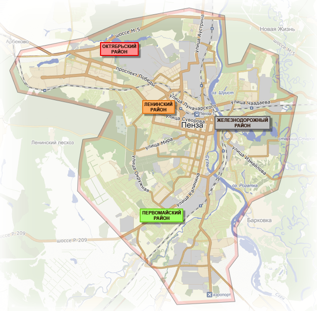 В каком районе города находится. Районы Пензы на карте. Карта Пензы по районам города. Границы районов города Пензы на карте. Пенза районы города на карте.