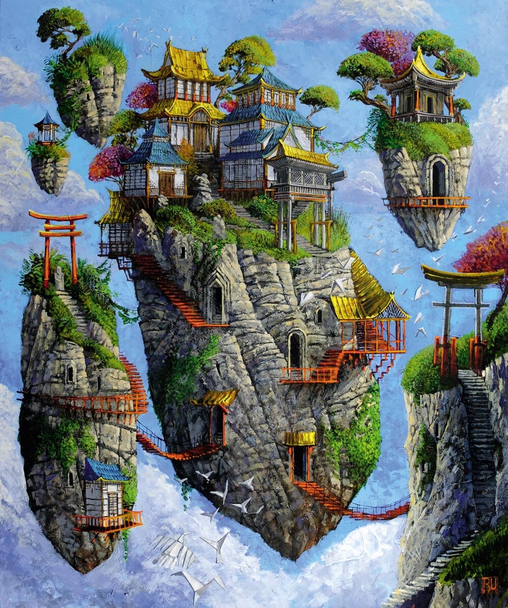 Roch Urbaniak. Висячие сады Канадзавы. Акрил на холсте. 2019. 120-x-100 см.