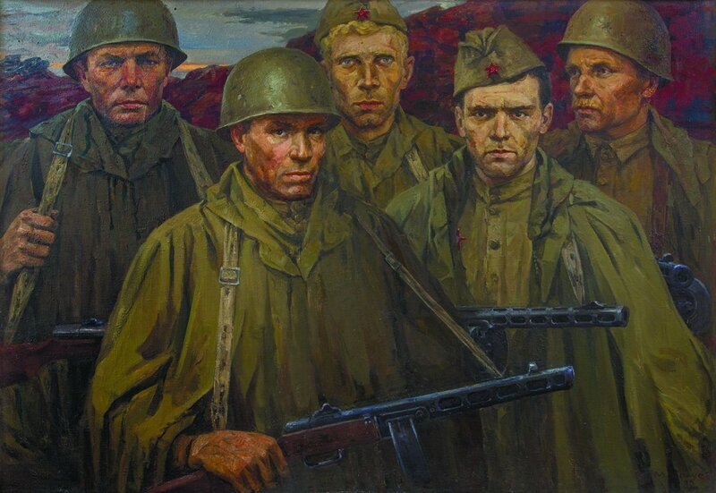 Добровольцы-разведчики. Художник: Михаил Федорович Холуев