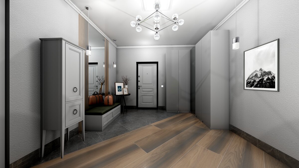3d-визуализация прихожей с сериями KERAMA MARAZZI