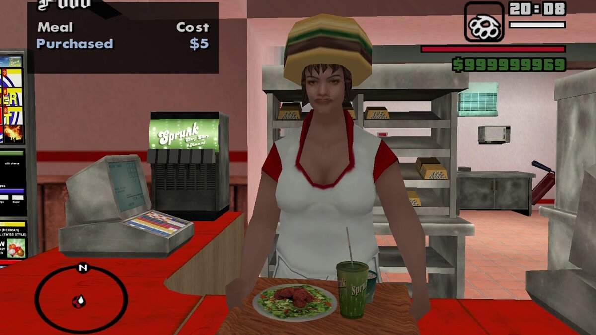 Покупка еды в GTA San Andreas.