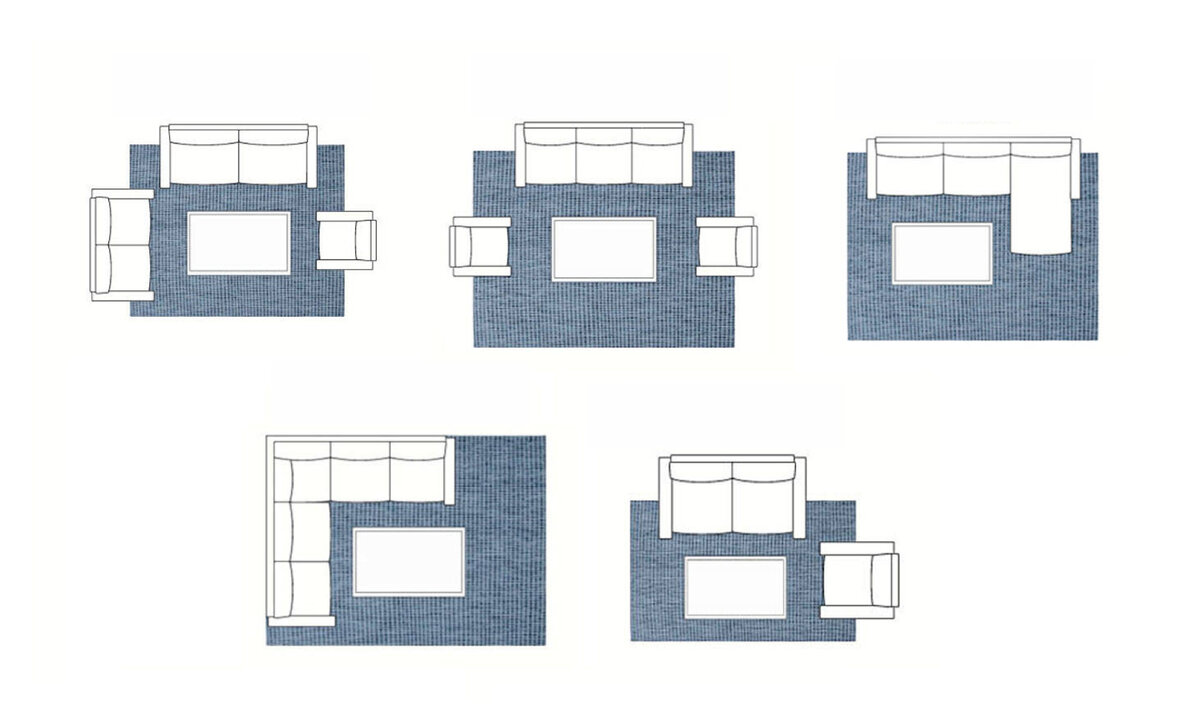 Расположение ковра в гостиной схема