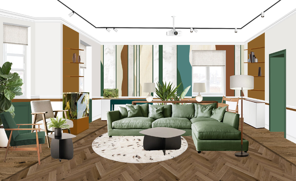 3D коллаж гостиной в проекте Фрунзенская, студия TB.Design