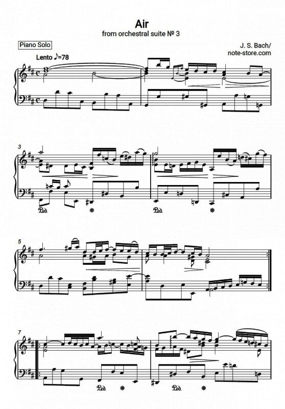 Оркестровая сюита № 3 ре мажор, BWV 1068: II. Air on the G String (Переложение для фортепиано) 