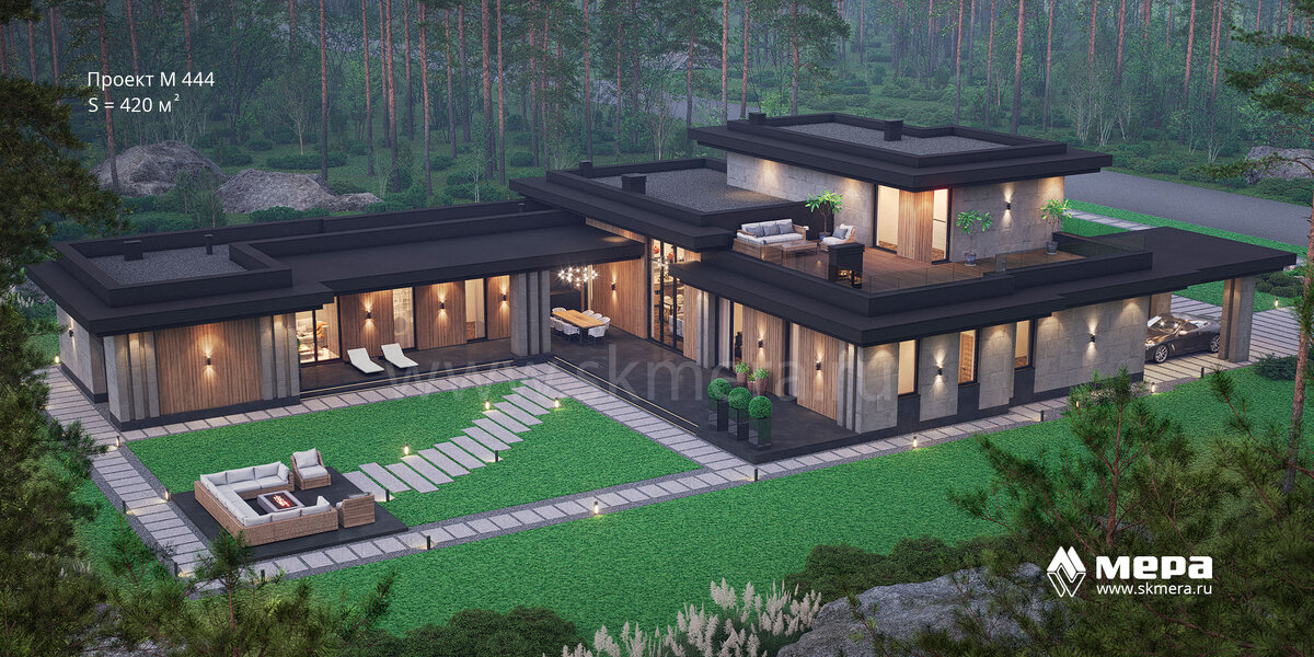 Проект М444 с плоской эксплуатируемой и не эксплуатируемой кровлей