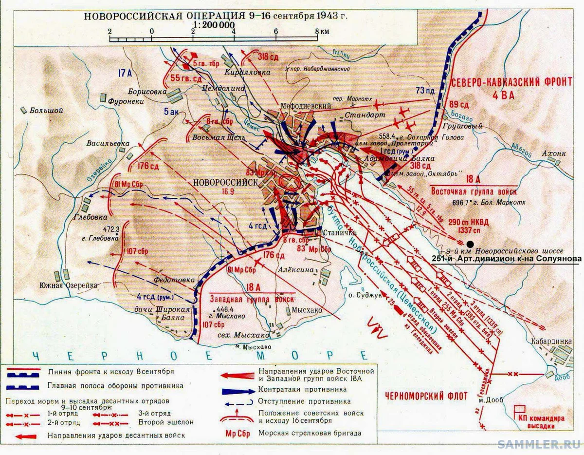 Карта обороны новороссийска 1942