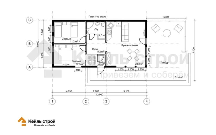 Планировка каркасного дома КТ-06