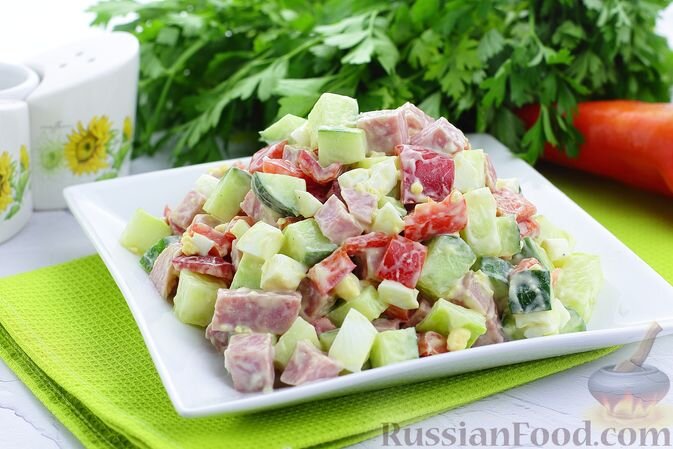 Салат с ветчиной и огурцами / Ham salad | Видео Рецепт