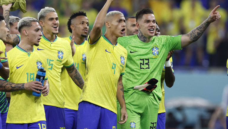    Футболисты сборной Бразилии.