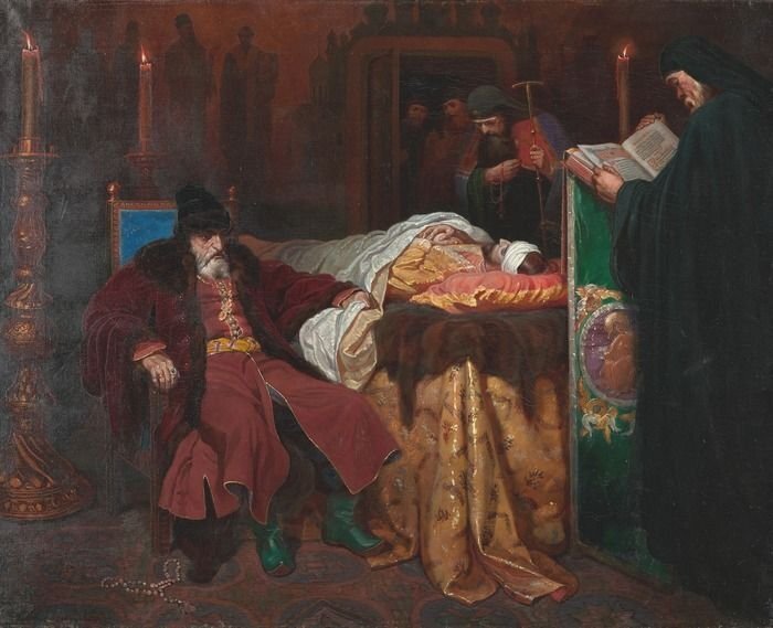 "Иоанн Грозный у тела убитого им сына". Художник В.Г. Шварц. 1864 год