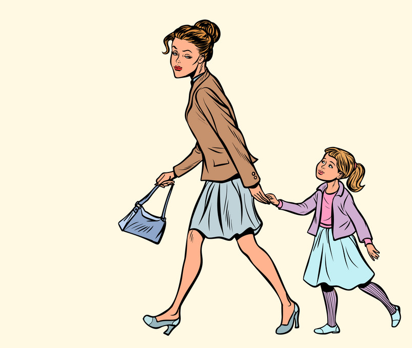 Дочки пошли в маму. Мама с дочкой идут. Мама с дочкой иллюстрация. Девочка идет с мамой. Мама с ребенком идут.