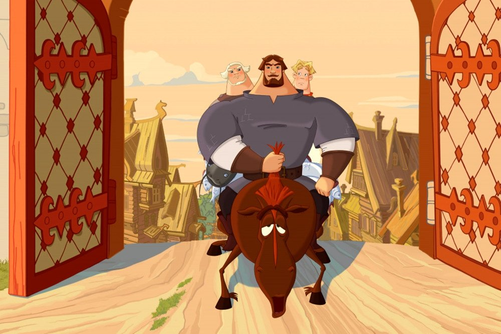 (Кадр из мультфильма Три богатыря и Наследница престола. https://rg.ru/photos/16/fa/16faa95d.html) Примерно так же могучий помогатель курьер под грузом ответственности несет мне связь с миром!  