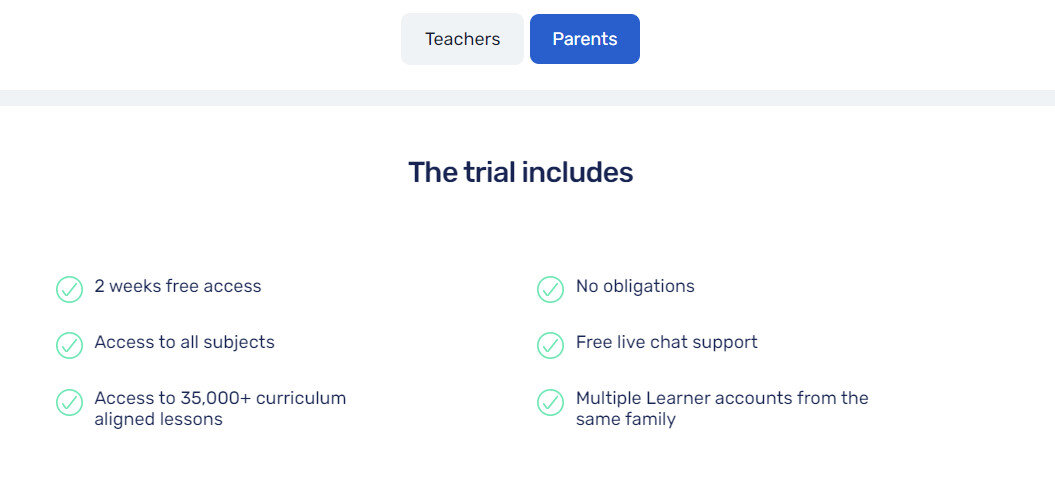 Скришнот с сайта educationperfect.com