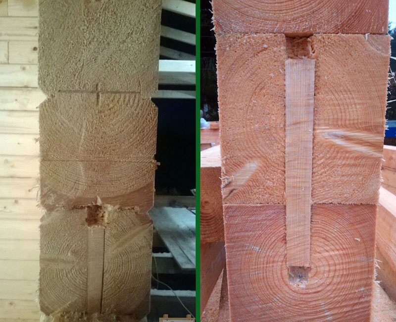 Нагель в брусе, фото в разрезе. Источник фото:https://filartbel.by/knowledge/uzel-sila