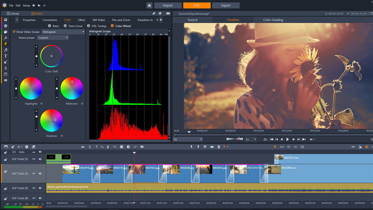 Главное рабочее окно программы Pinnacle Studio