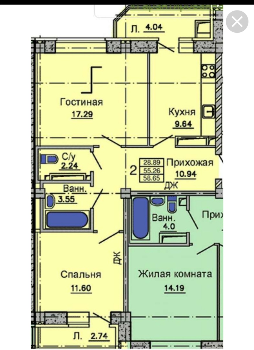 Наша планировка, только в зеркальном отражении. 