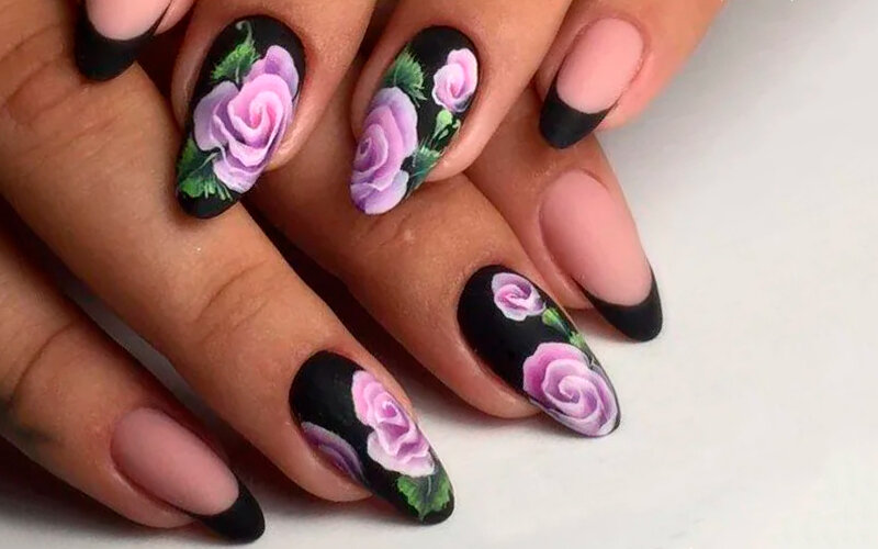 Китайская роспись ногтей. Рисуем розу и орхидею.