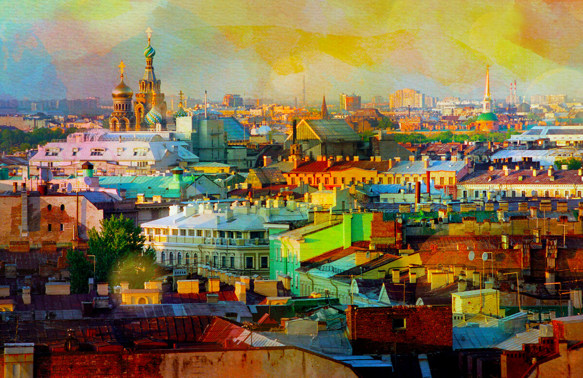 Фотокартина для интерьера "Город, залитый счастьем"