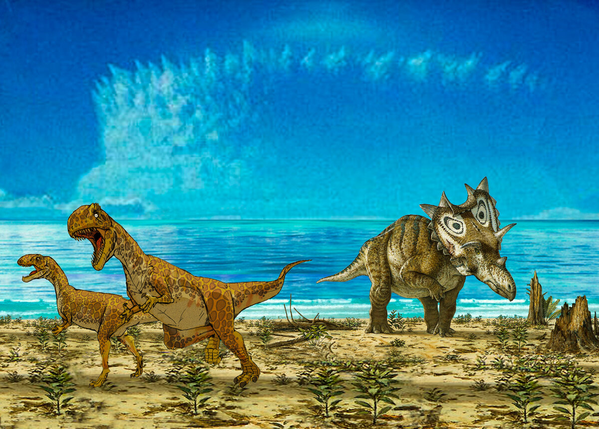 Жизнь миллион лет назад. Гибель динозавров палеоарт. Мезозойская Эра. Эра динозавров. Динозавры на земле.