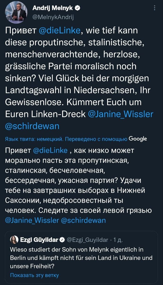     Экс-посол Украины в ФРГ Мельник выругался в ответ на вопрос немецкого депутата о его сыне  скриншот