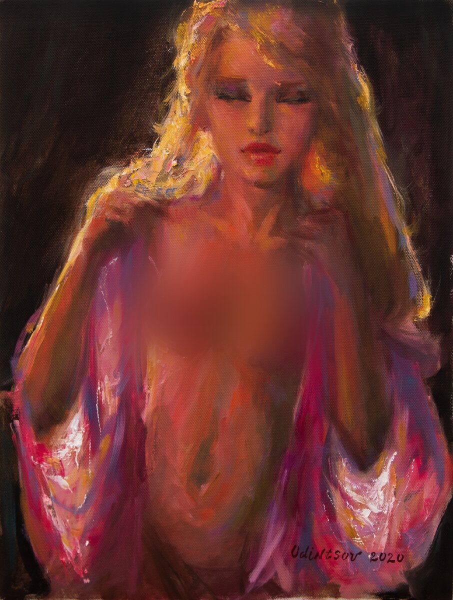 "Девушка в розовом", холст, масло, 30х40см, 2020г. 