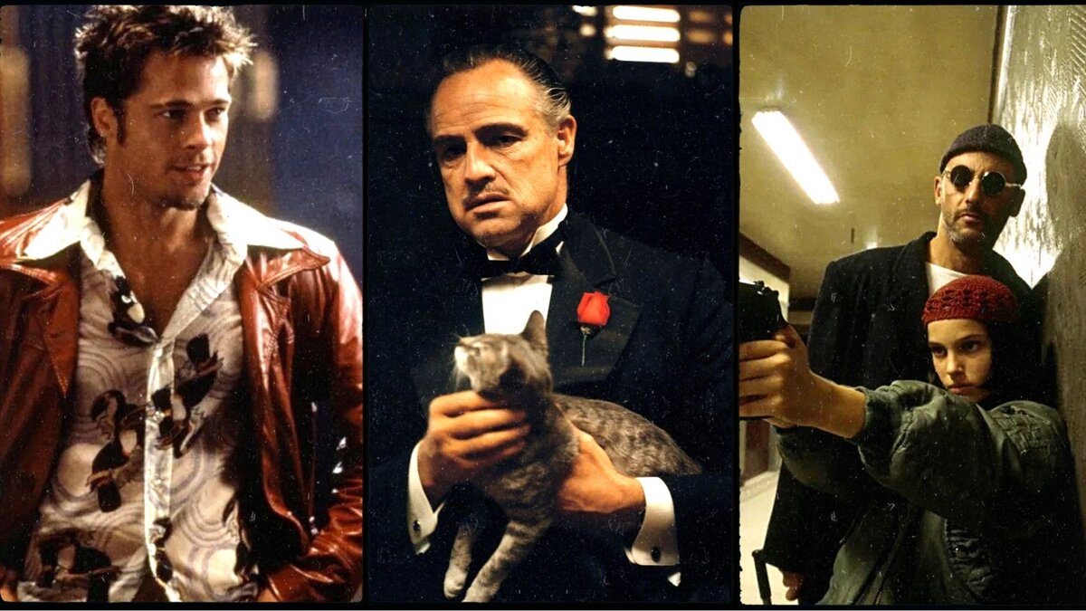 Кадры из фильмов "Бойцовский клуб", "Крестный отец" и "Леон".