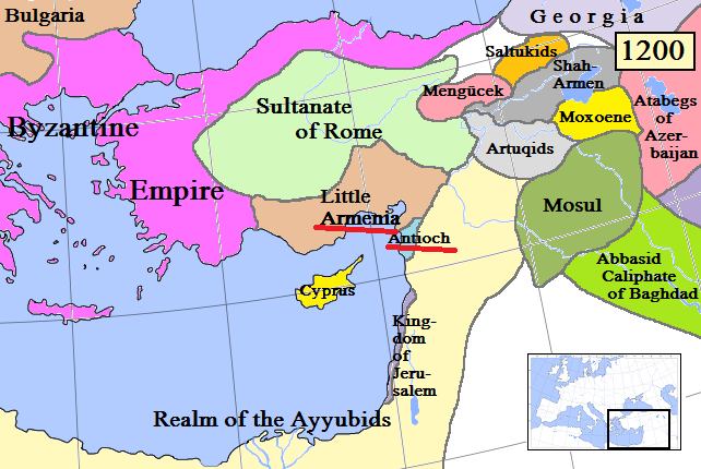 Армянское царство христиан и графство франков Триполи (Антиохии) на карте