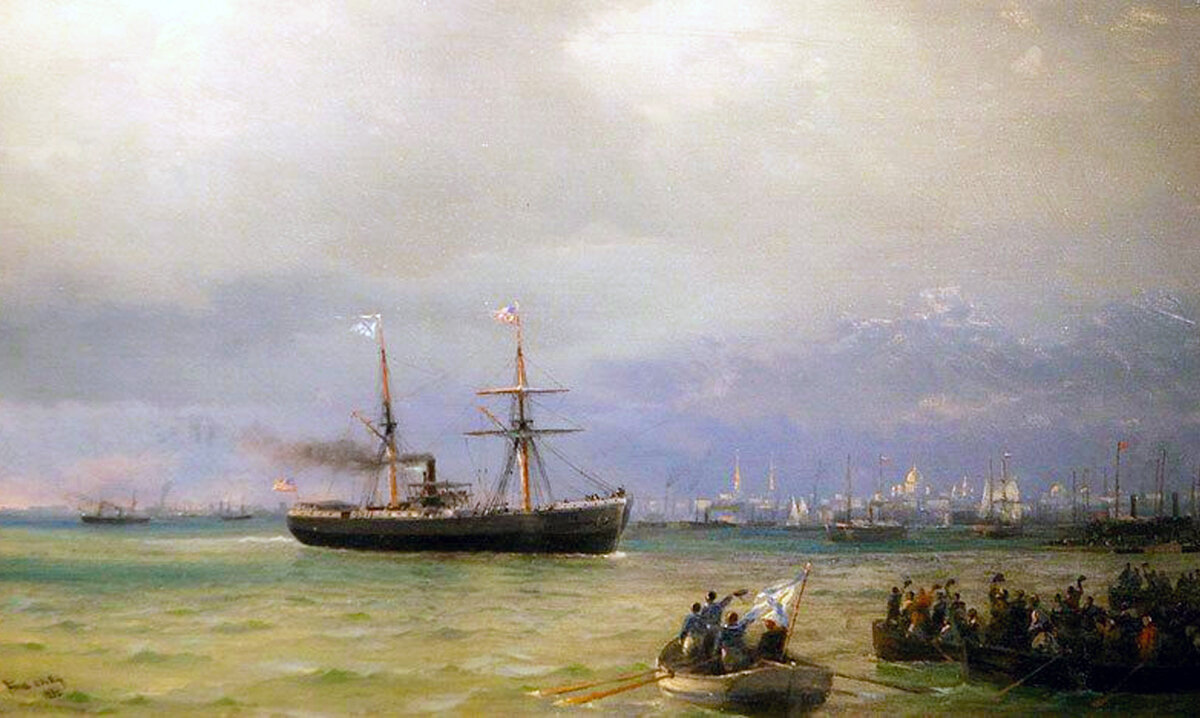 Айвазовский. Корабль помощи (Приход парохода "Миссури" с хлебом в Россию). 1892. Холст, масло