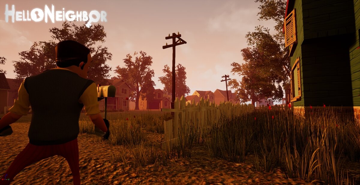 Сосед стоит перед своим домом 