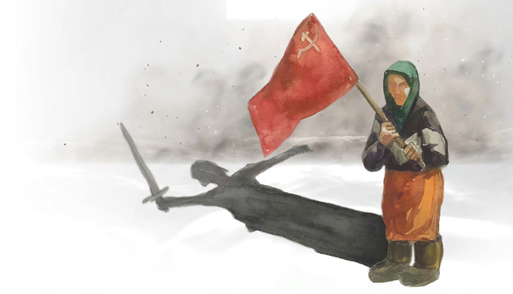 Бабушка с Флагом Победы. Российский символ Спецоперации. Скриншот фото из открытых источников.