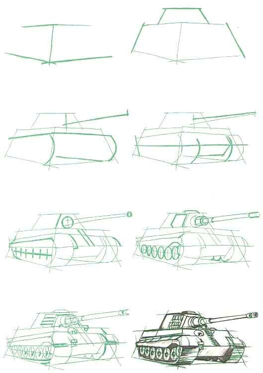 Как нарисовать советский лёгкий танк А-20 карандашом поэтапно