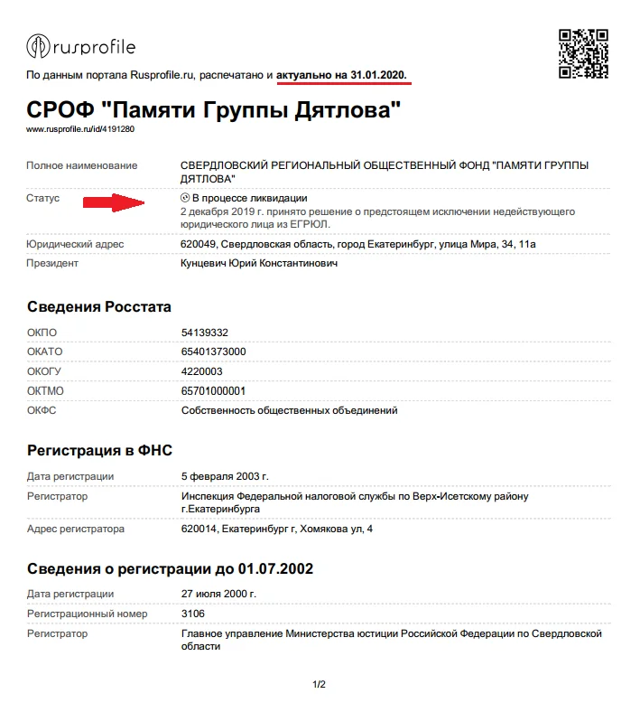 Из реестра "Фонд" исключён в марте 2020 г.