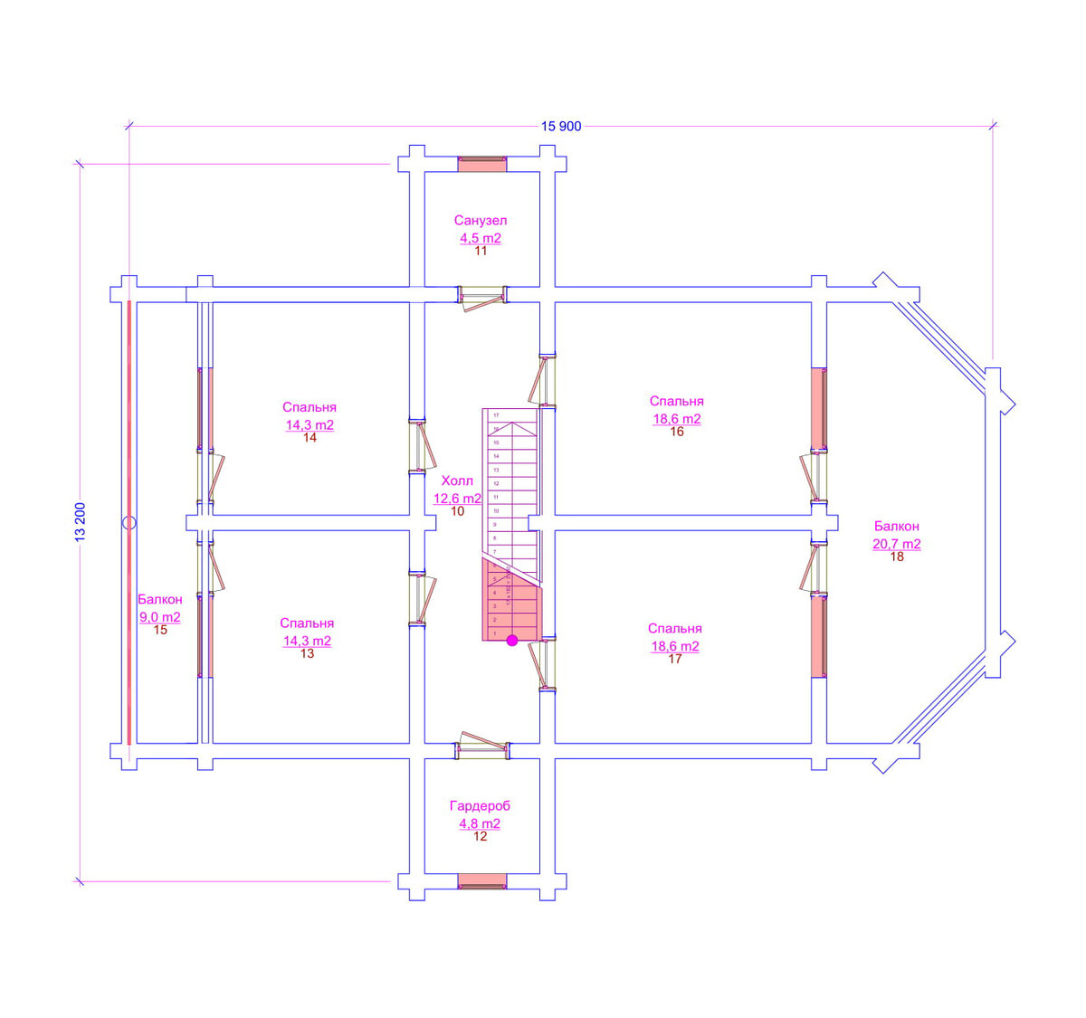 Проект двухэтажного дома с 4-х скатной крышей - 297 м² | Алма | Рубленые  дома | Дзен