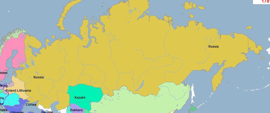 Российская империя в 1781 году. Источник - geocron