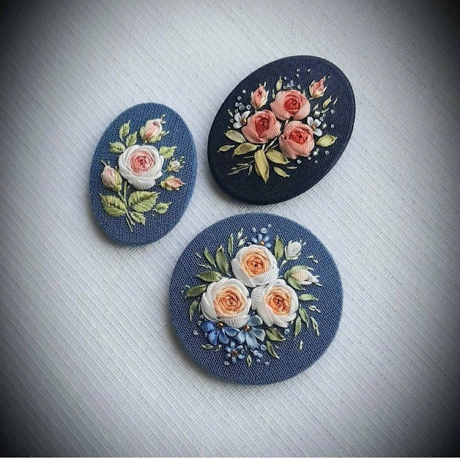 образец вышивки лентами