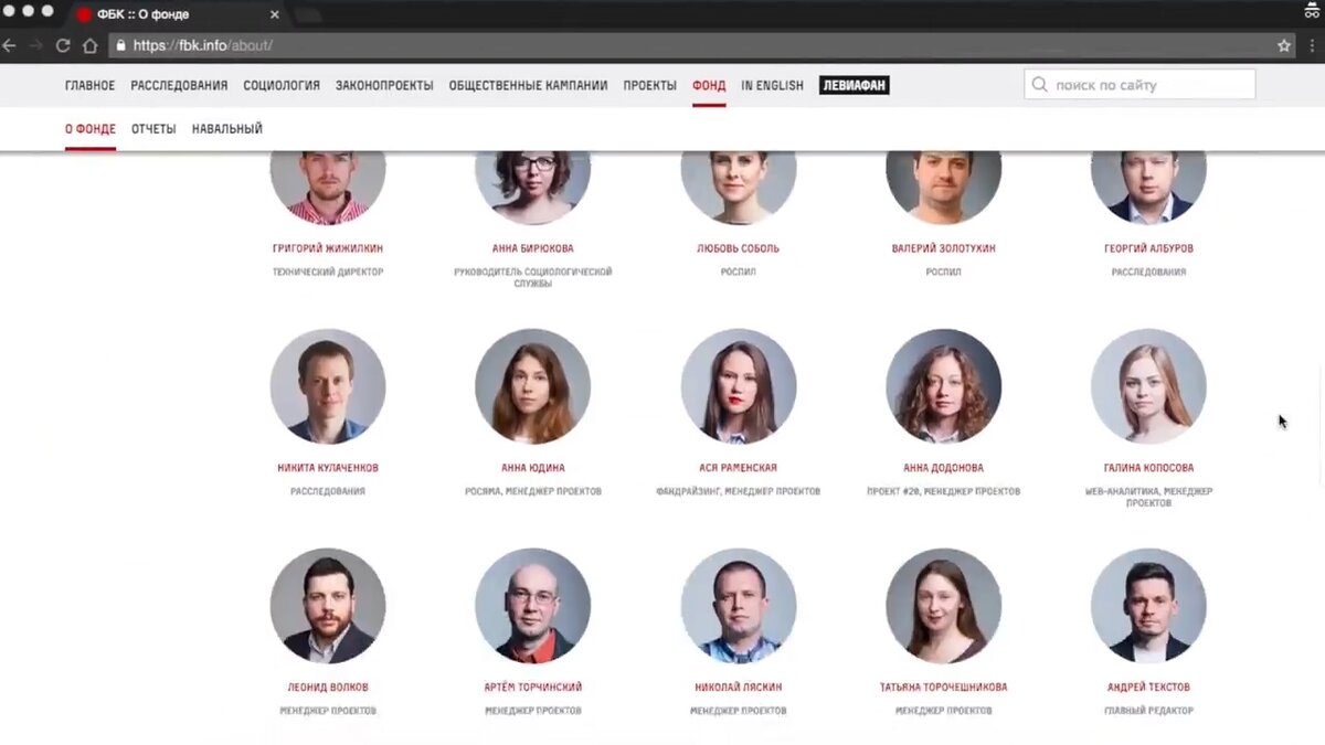 Сотрудники ФБК на 26 октября 2016 года. Источник: YT «Алексей Навальный».