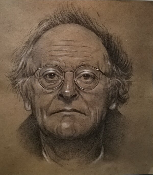 Портрет Иосифа Бродского, бумага, смешанная техника. Автор Дмитрий Новаков