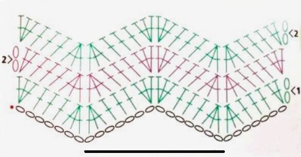 Схема вязания. Раппорт на 14 петель.
