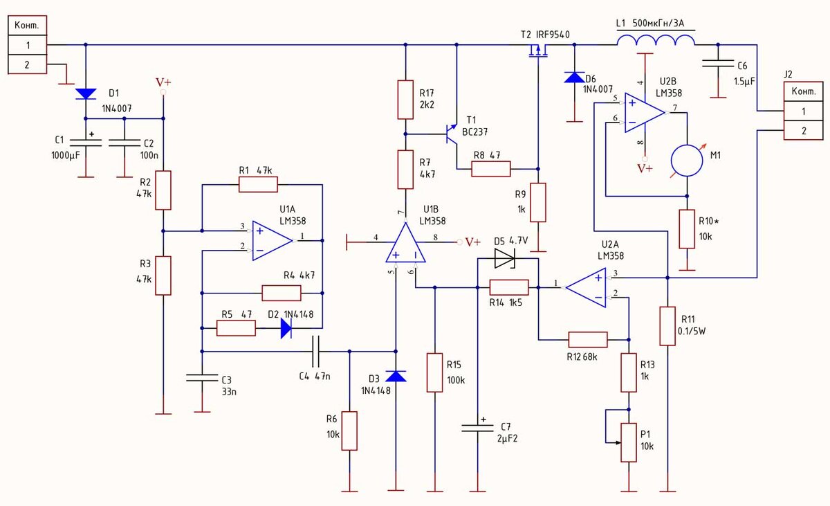 Схема регулятора зарядного тока